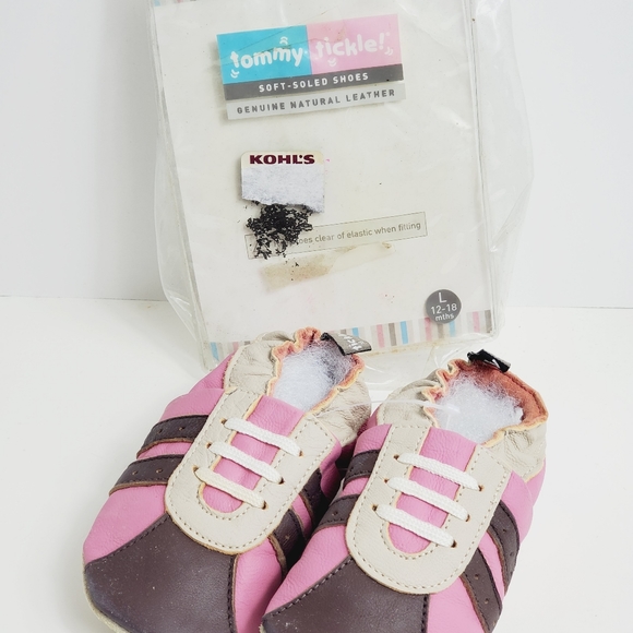 TOMMY TICKLE Pink LEATHER Soft Sole Shoes Sz Large 12-18 mo Infant toddler - Picture 6 of 7